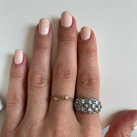 Aquamarine and Diamond Cluster Ring Silver 9 - Picture 1 of 4